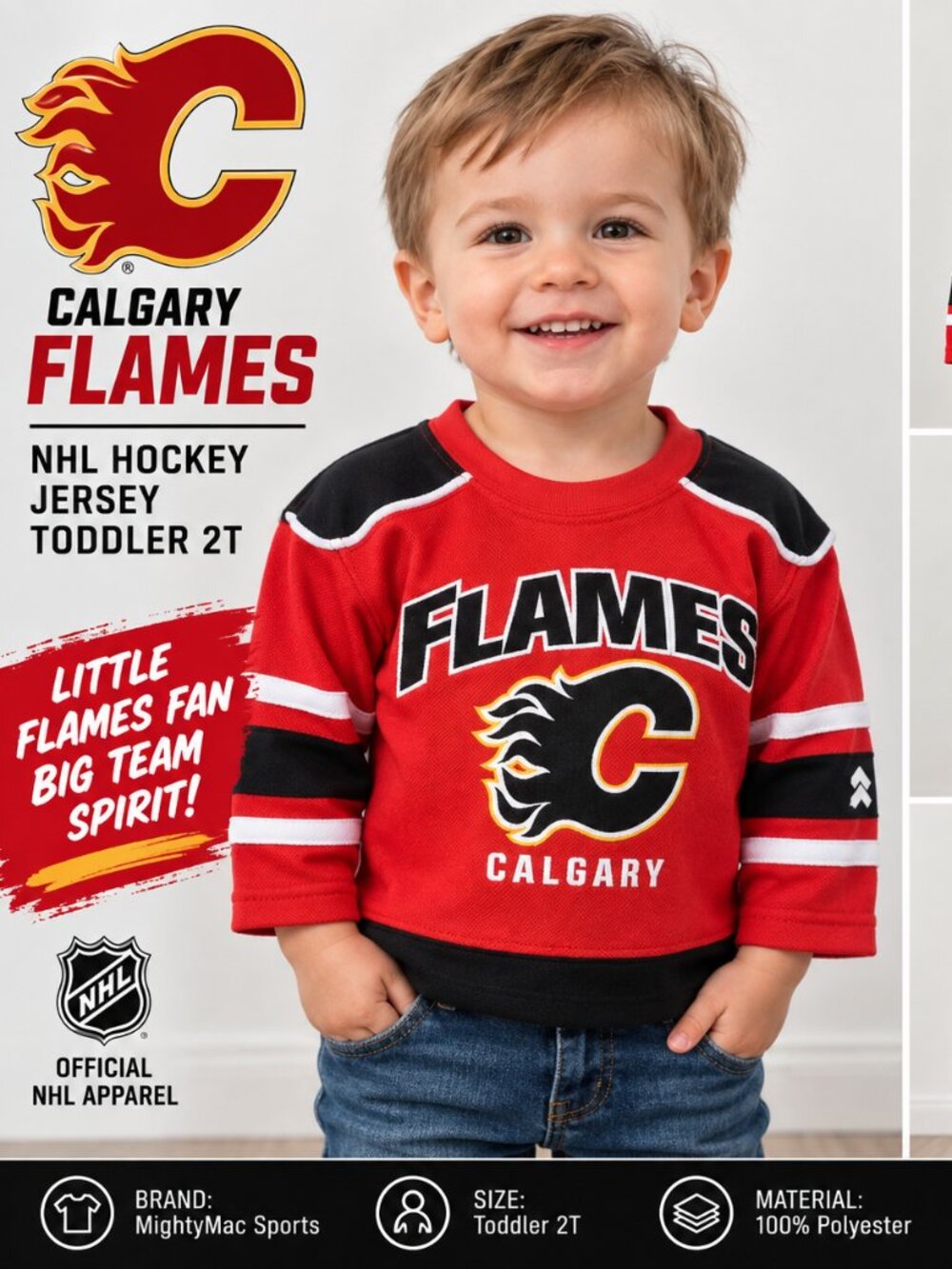 Calgary Flames NHL MightyMac Toddler 2T Hockey Jersey Red